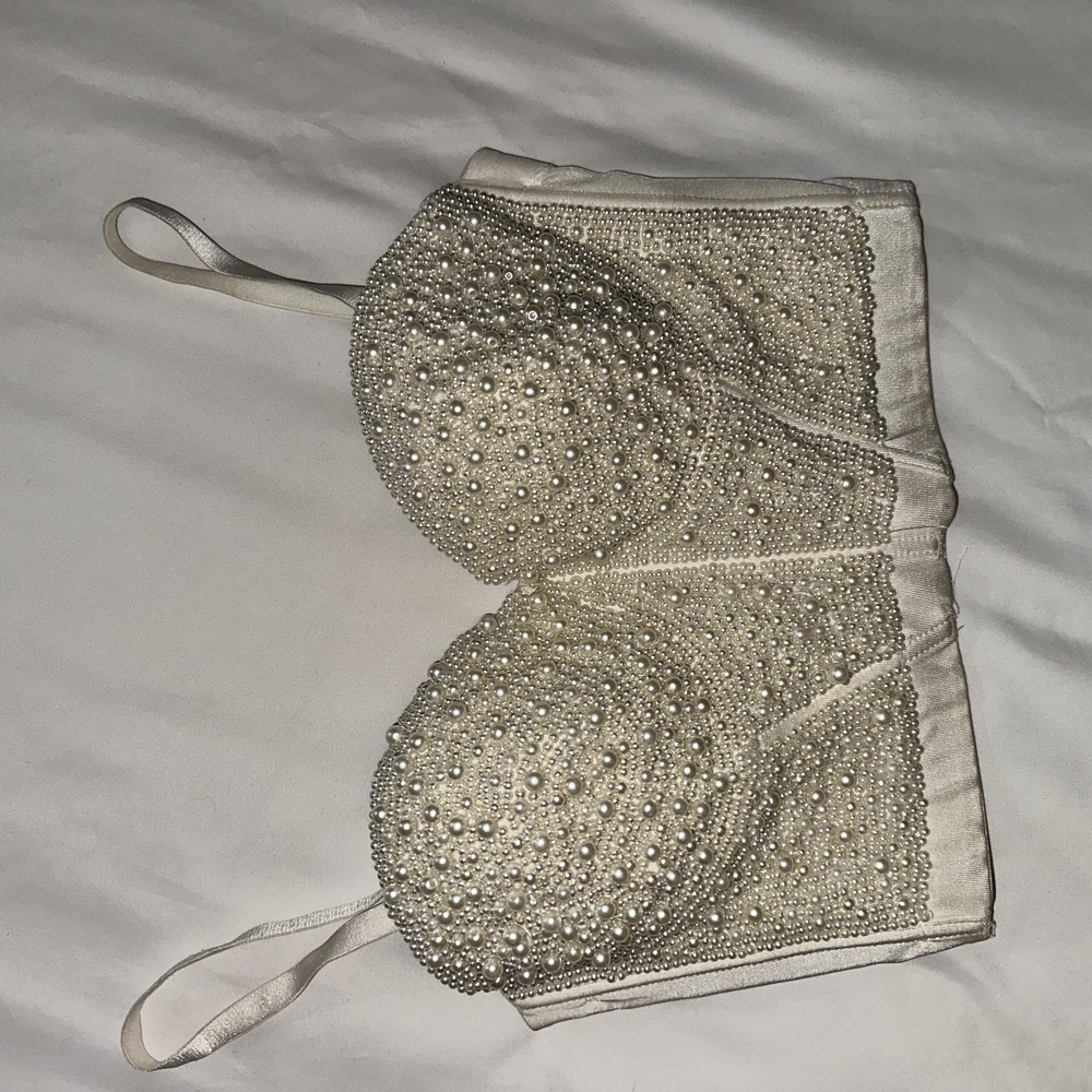 Elegant Pearl Embellished Bustier